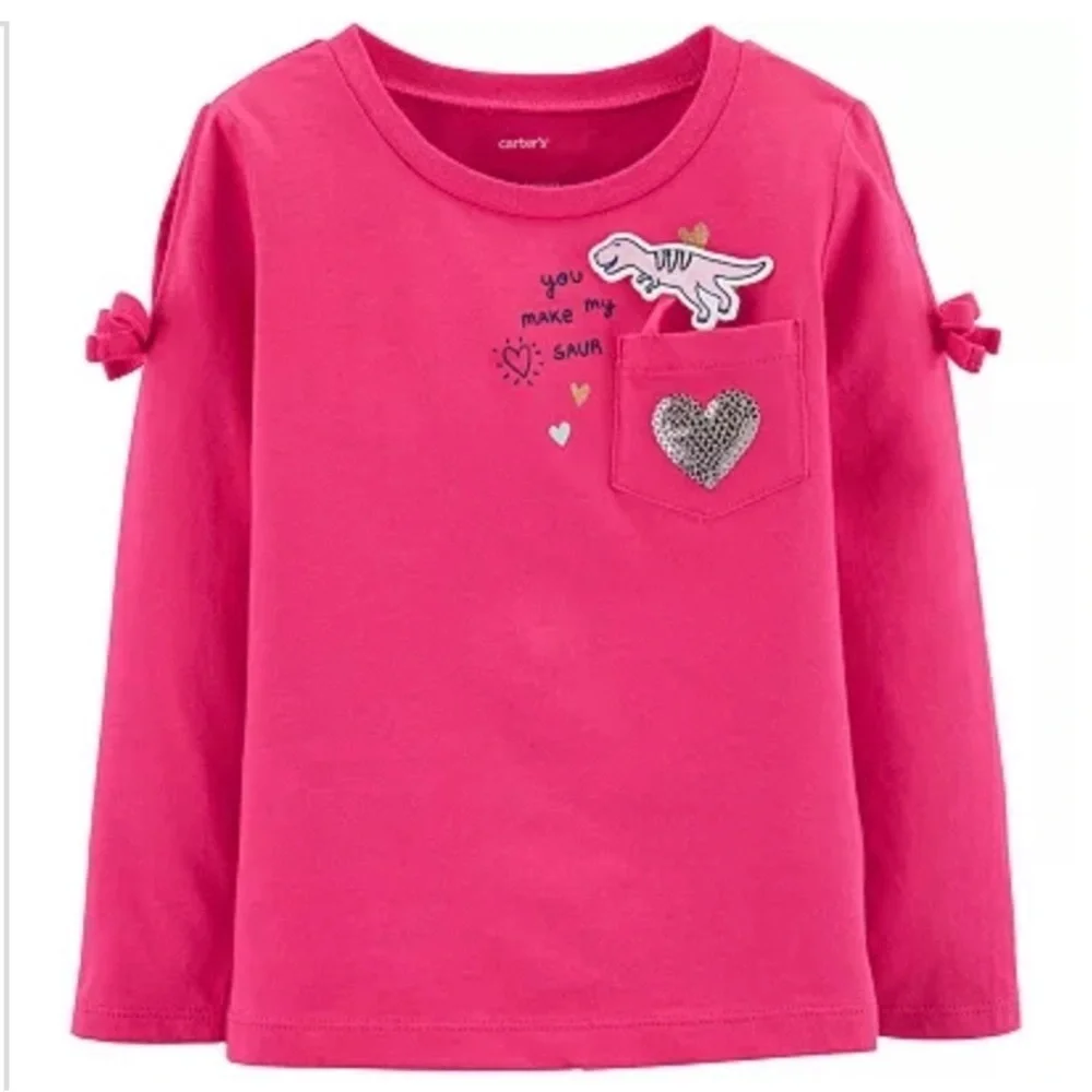 Carter’s Girls Toddler Shirt interactive jersey Cold Shoulder long Sleeve 3T